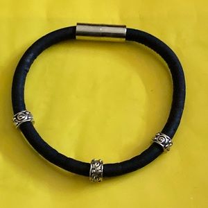 Handmade Cork Bracelet with 3 Beads and Magnetic Snap FREE SHIPPING